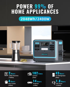 Portable Power Station; 2048Wh LiFePO4 Battery Backup; 1.8H Fast Charging; 2400W AC Outlets(4800W Peak); 25A RV Output; Solar Generator for Outdoor Camping; RV Travel; Home Use; Emergency