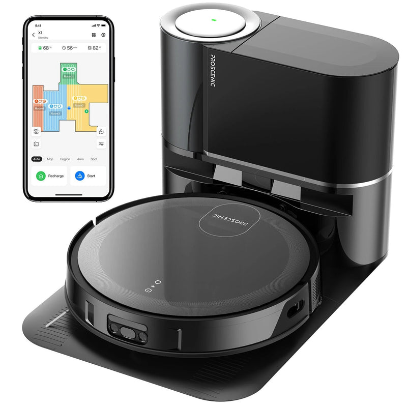 Proscenic X1 Smart Vacuum Cleaner 3000PA Suction High Frequency Vibration Mop with Automatic Garbage Recovery Bucket Radar Navigation APP Control - Asmota