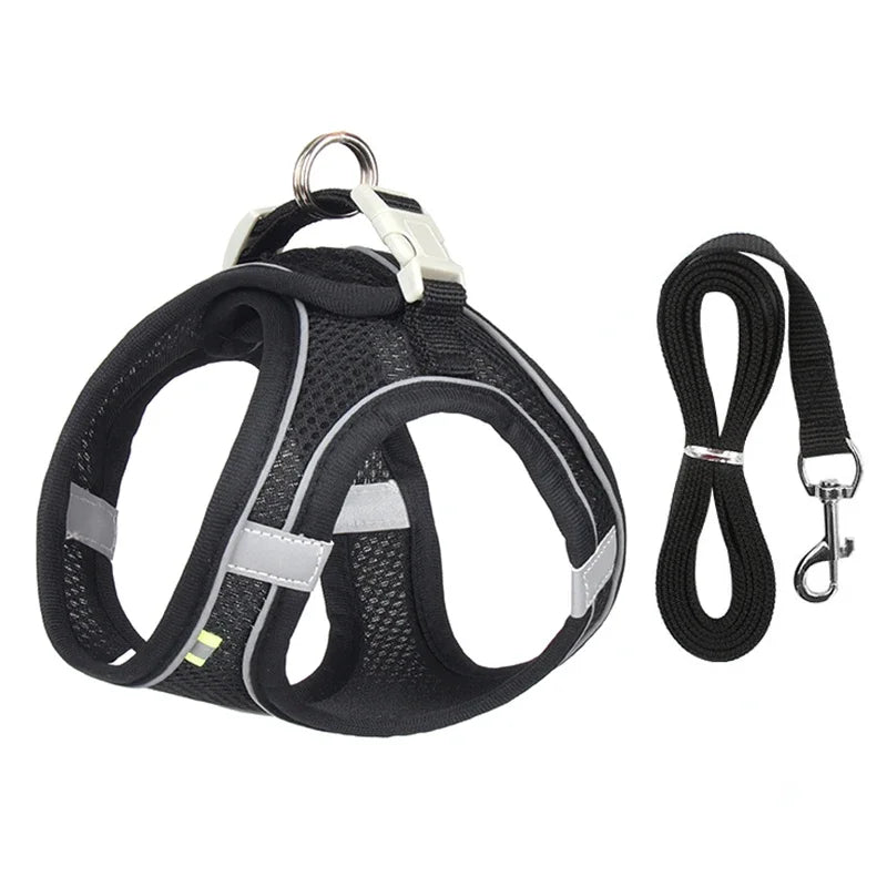 Puppy Harness Set Dog Accessories Adjustable Puppy and Cat Harness Vest French Bulldog Chihuahua Small Dog Collar Pet Leash Dogs - Asmota