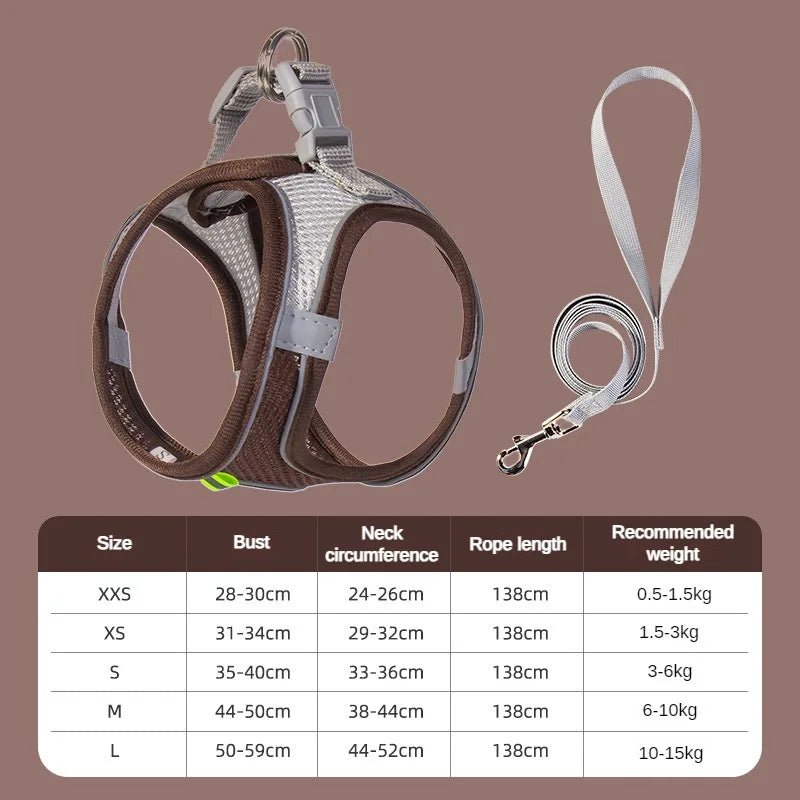 Puppy Harness Set Dog Accessories Adjustable Puppy and Cat Harness Vest French Bulldog Chihuahua Small Dog Collar Pet Leash Dogs - Asmota