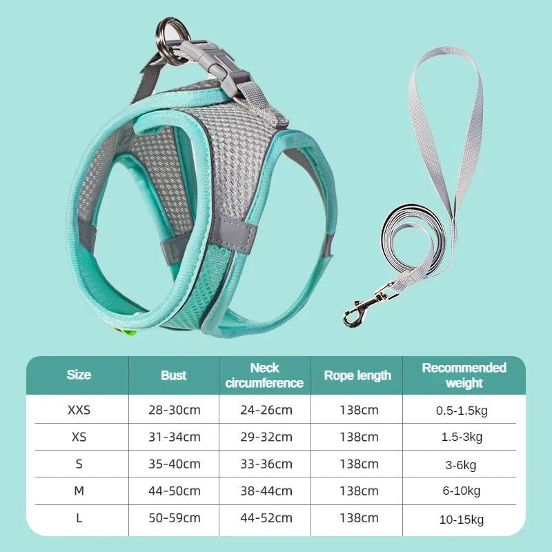 Puppy Harness Set Dog Accessories Adjustable Puppy and Cat Harness Vest French Bulldog Chihuahua Small Dog Collar Pet Leash Dogs - Asmota