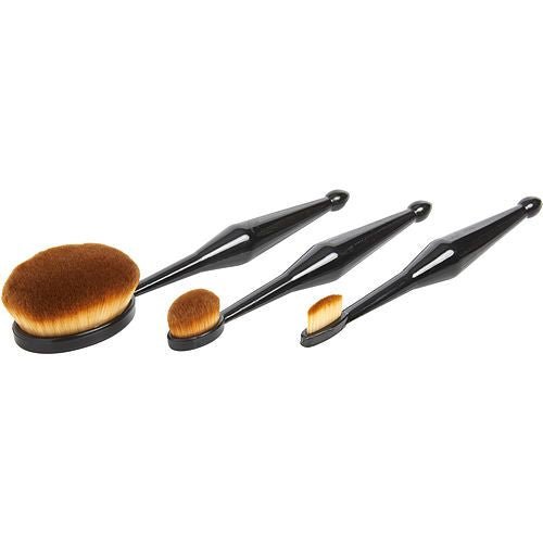 Qentissi by Qentessi Make Up Oval Brush Set: Small Straight Shaped Brush + Medium Oval Shaped Brush + Large Oval Shaped Brush - 3pcs