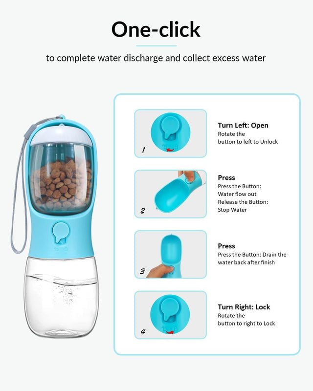 Ravel Puppy Water Bowl Dog Water Bottle With Food Container Portable Pet Dispenser Dog Stuff Accessories Items Puppy Essentials Necessities For Yorkie Chihuahua Cat Walking And Hiking - Asmota