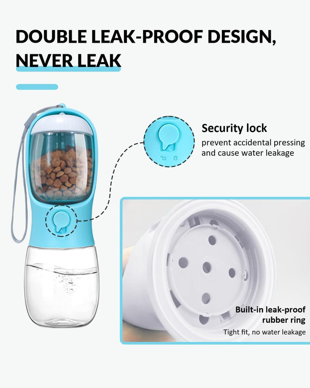 Ravel Puppy Water Bowl Dog Water Bottle With Food Container Portable Pet Dispenser Dog Stuff Accessories Items Puppy Essentials Necessities For Yorkie Chihuahua Cat Walking And Hiking - Asmota