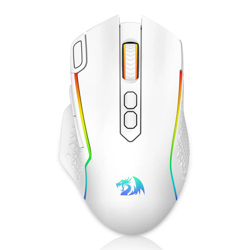 Redragon M810 Pro Wireless Gaming Mouse, 10000 DPI Wired Gamer Mouse w/ Rapid Fire Key, 8 Macro Buttons, Black/White Mouse - Asmota