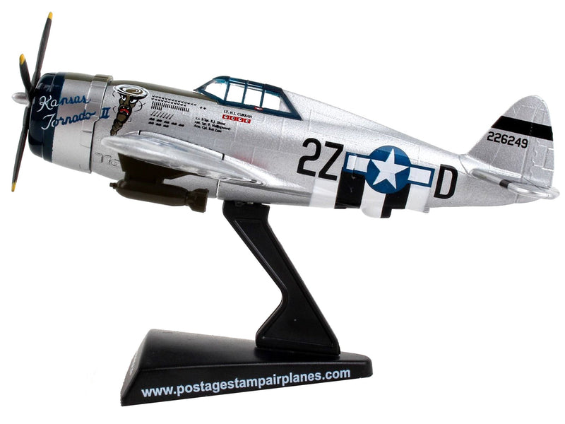 Republic P - 47 Thunderbolt Fighter Aircraft "Kansas Tornado II" United States Army Air Force 1/100 Diecast Model Airplane by Postage Stamp - Asmota