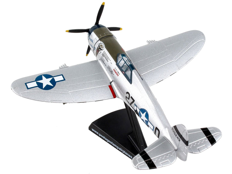 Republic P - 47 Thunderbolt Fighter Aircraft "Kansas Tornado II" United States Army Air Force 1/100 Diecast Model Airplane by Postage Stamp - Asmota