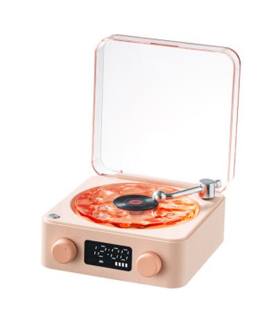 Retro Turntable Speaker Wireless Bluetooth - compatible 5.0 Vinyl Record Player Stereo Sound With White Noise RGB Projection Lamp Effect - Asmota