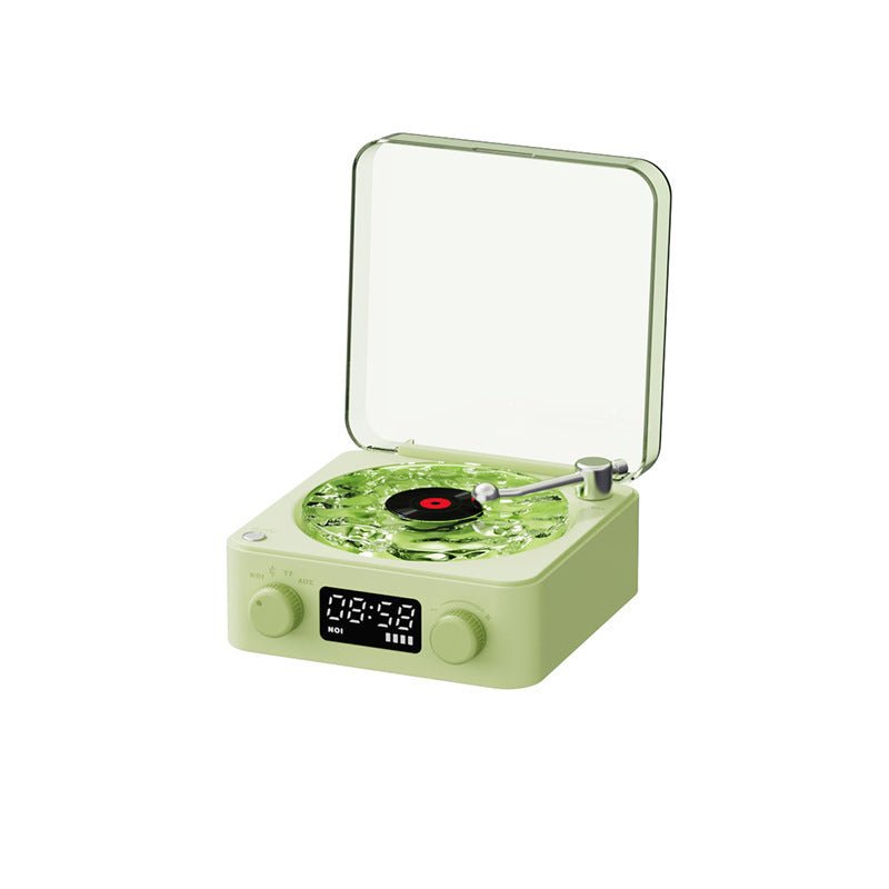 Retro Turntable Speaker Wireless Bluetooth - compatible 5.0 Vinyl Record Player Stereo Sound With White Noise RGB Projection Lamp Effect - Asmota