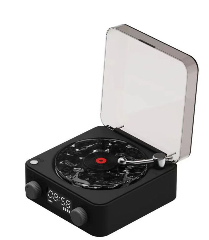 Retro Turntable Speaker Wireless Bluetooth - compatible 5.0 Vinyl Record Player Stereo Sound With White Noise RGB Projection Lamp Effect - Asmota
