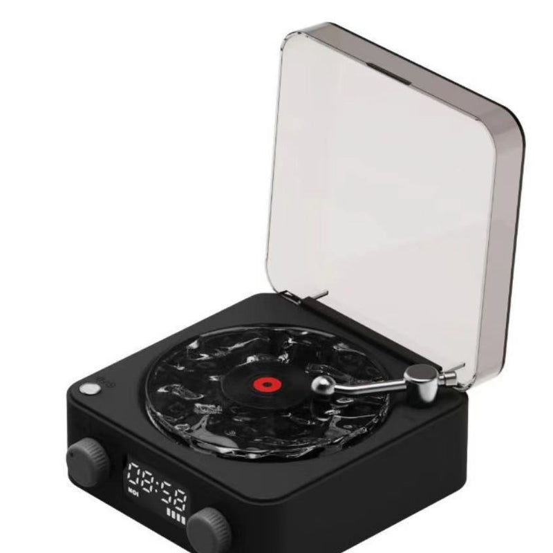 Retro Turntable Speaker Wireless Bluetooth - compatible 5.0 Vinyl Record Player Stereo Sound With White Noise RGB Projection Lamp Effect - Asmota