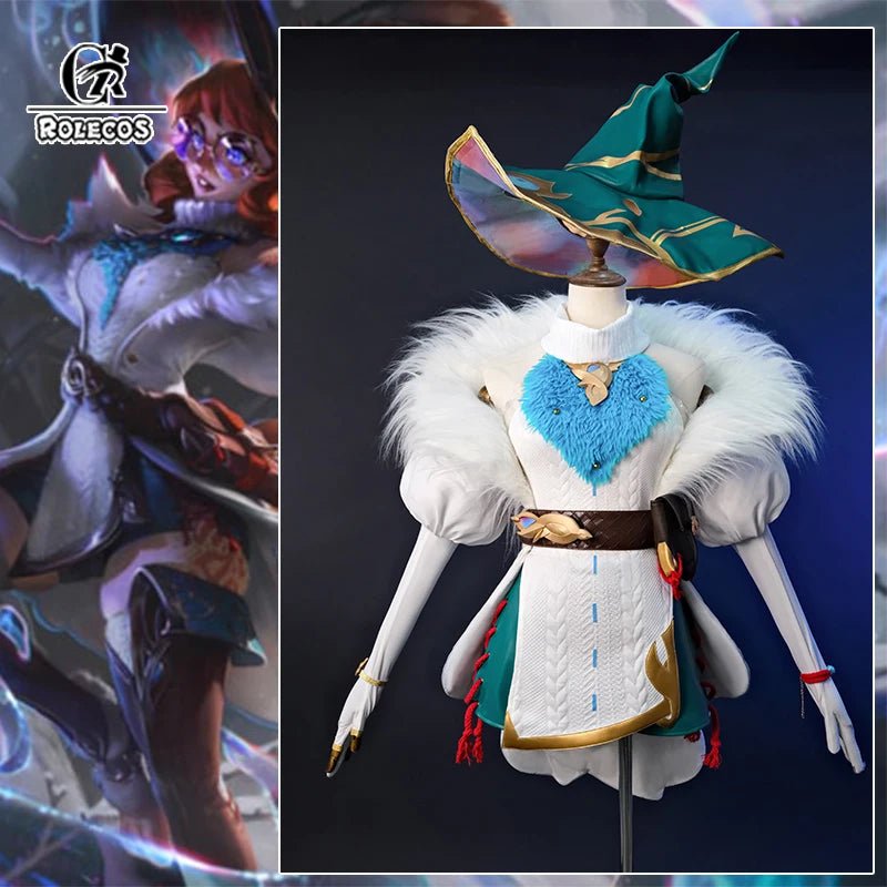 ROLECOS LOL Aurora Cosplay Costume Game LOL Champion The Witch Between Worlds Aurora Halloween Women Suit with Hat Champion Skin - Asmota