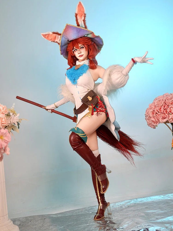 ROLECOS LOL Aurora Cosplay Costume Game LOL Champion The Witch Between Worlds Aurora Halloween Women Suit with Hat Champion Skin - Asmota