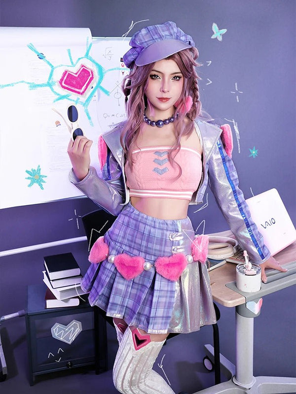 ROLECOS LOL Heartache & Heartthrob Caitlyn Cosplay Costume LOL Valentine's Day New Skin Women Cosplay Costume Halloween Full Set - Asmota