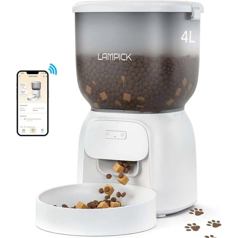 Smart Automatic Cat Feeder - WiFi Cat Food Dispenser with APP control Up to 15 Portions((8g/portion) 10 Meals Per Day, Dual Power Supply Pet Feeders for Cats/Dogs (4L/16.9 Cups) - Asmota