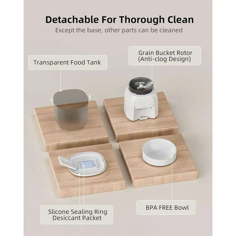 Smart Automatic Cat Feeder - WiFi Cat Food Dispenser with APP control Up to 15 Portions((8g/portion) 10 Meals Per Day, Dual Power Supply Pet Feeders for Cats/Dogs (4L/16.9 Cups) - Asmota