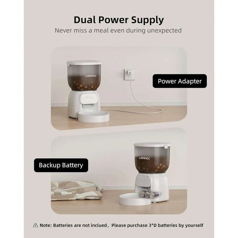 Smart Automatic Cat Feeder - WiFi Cat Food Dispenser with APP control Up to 15 Portions((8g/portion) 10 Meals Per Day, Dual Power Supply Pet Feeders for Cats/Dogs (4L/16.9 Cups) - Asmota
