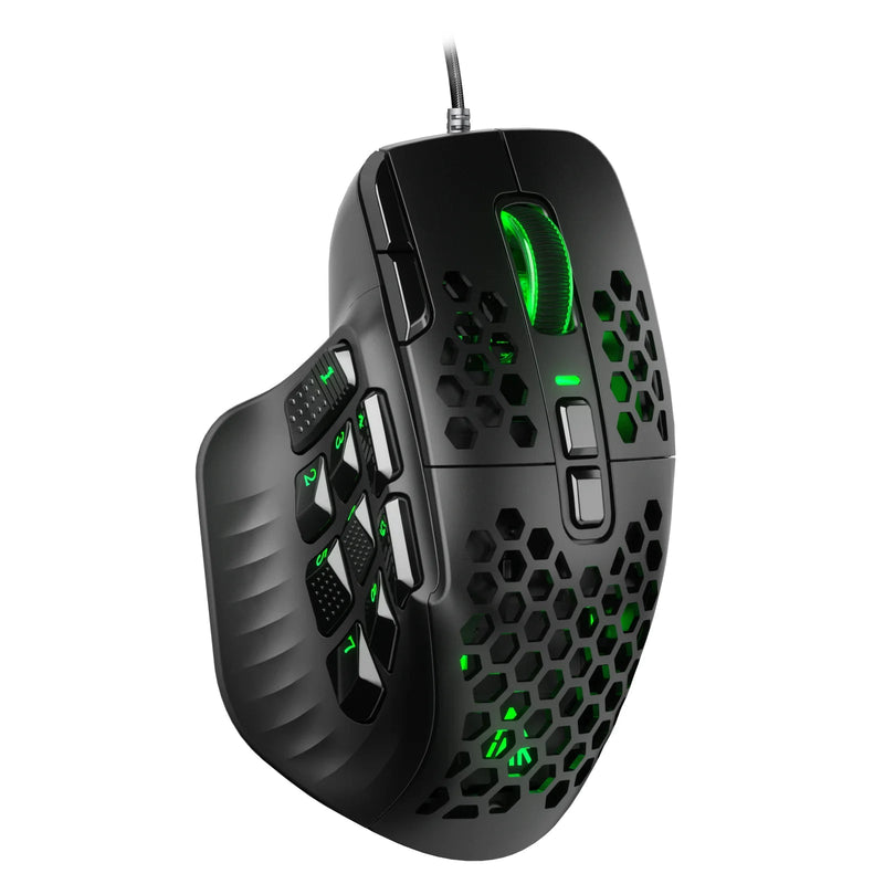 SOLAKAKA SM809 Wired Gaming Mouse 16 Side Buttons 22800 DPI Programmable Macro MMO Mouse Gamer PAW3311 Honeycomb Ergonomic RGB - Asmota