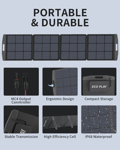 Solar Panel, Foldable Portable Solar Panel Battery Charger Kit with Adjustable Kickstand, Wire Storage Bag, MC4 Cable, IP67 Waterproof for Portable Power Station Camping Tent Home Off - Grid RV (200W)