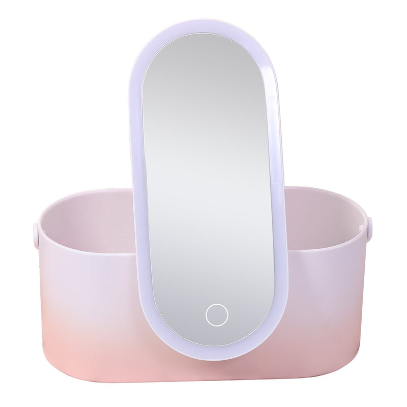 Storage Box LED Makeup Mirror Portable Portable Travel Makeup Organizer Carrying Box With Mirror LED - Asmota