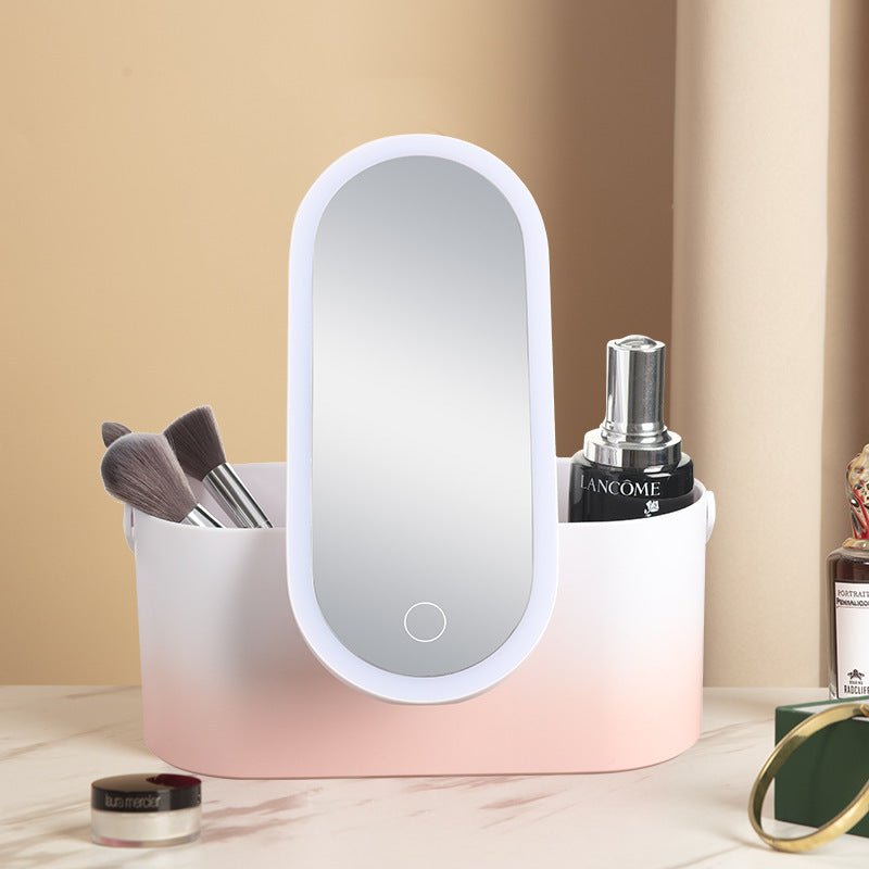 Storage Box LED Makeup Mirror Portable Portable Travel Makeup Organizer Carrying Box With Mirror LED - Asmota