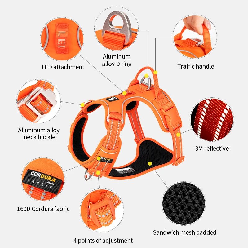 TRUE LOVE Pet Harness No Pull Nylon Reflective Dog Harness Adjustable Comfortable Control Step - in Brilliant Truelove TLH5654 - Asmota
