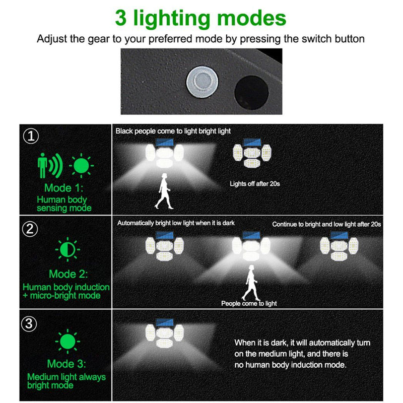 Upgraded Solar Motion Sensor Light Security Lamp Garden Outdoor Waterproof - Asmota