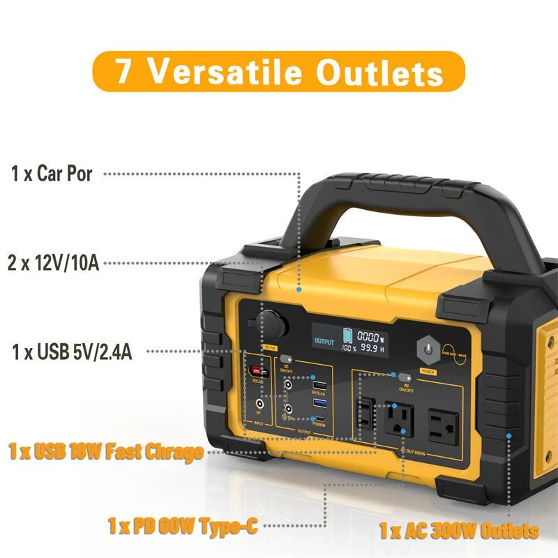 [USA Direct]PYS - PEI 300W/600W/1000W 299.5Wh/655Wh/1024Wh Outdoors Portable Power Station with Flashlight Digital Display Backup Lithium Battery Power Supply with AC/DC/USB/PD Type - C Outlet Generator for RV Camping Traveling Emergency - Asmota