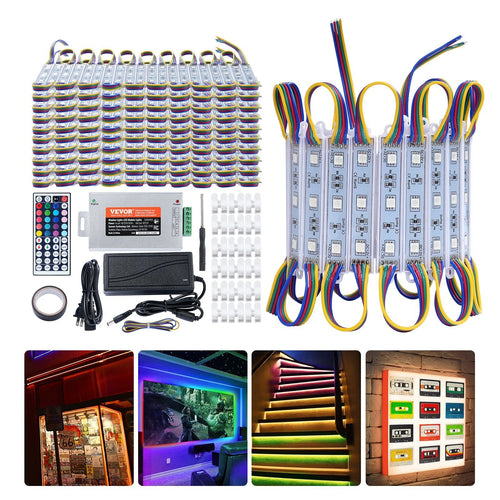 VEVOR 200PCS LED Storefront Lights, 103 ft, LED Module Lights, 5050 SMD 3 - LED RGB Color Changing Window Lights with Remote Control for Business Store Window Advertising Letter Signs, IP68 Waterproof - Asmota