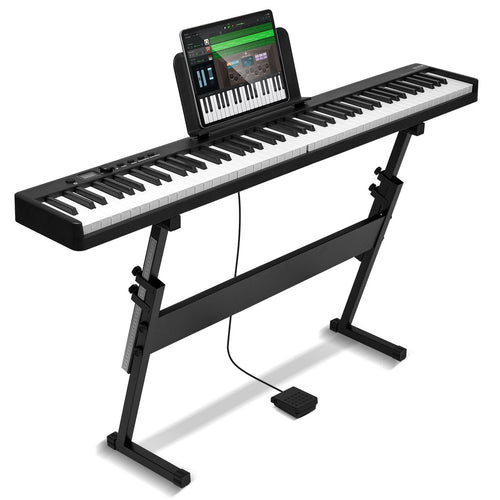VEVOR 88 Key Folding Keyboard Piano Portable Foldable Bluetooth MIDI with Stand - Asmota