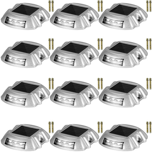 VEVOR Driveway Lights 12 - Pack Solar Driveway Lights Bright White with Screws Solar Deck Lights Outdoor Waterproof Wireless Dock Lights 6 LEDs for Path Warning Garden Walkway Sidewalk Steps - Asmota