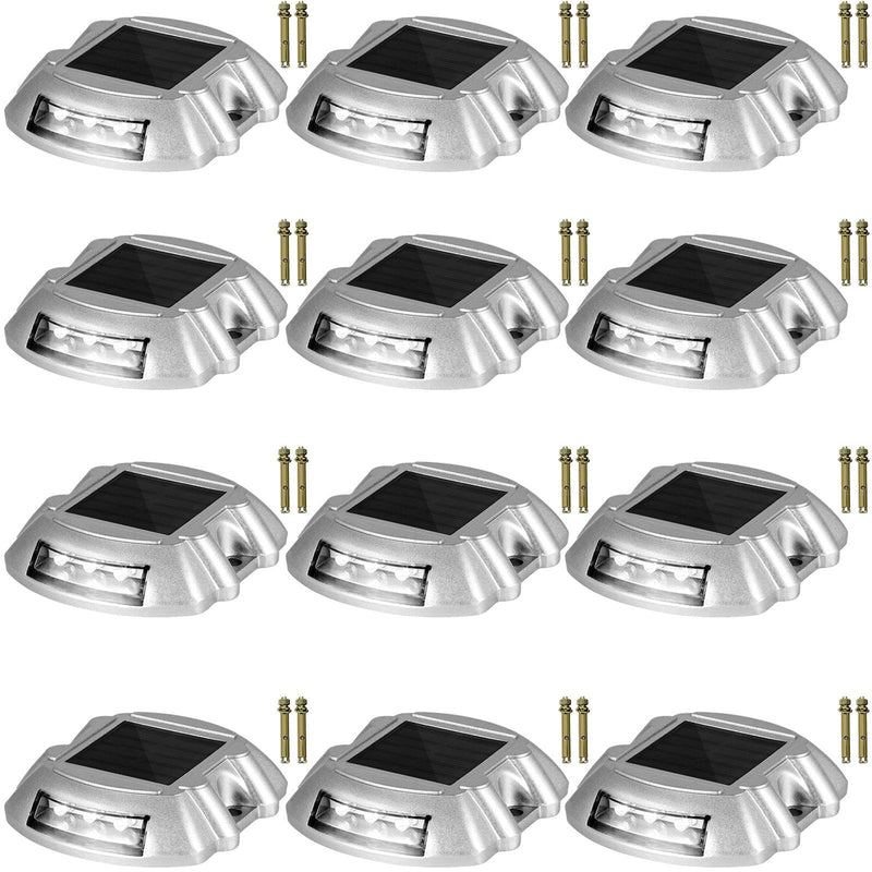 VEVOR Driveway Lights 12 - Pack Solar Driveway Lights Bright White with Screws Solar Deck Lights Outdoor Waterproof Wireless Dock Lights 6 LEDs for Path Warning Garden Walkway Sidewalk Steps - Asmota
