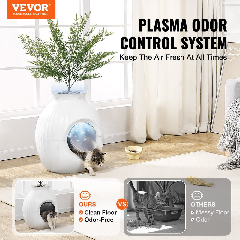 VEVOR Odor - Free Plant Cat Litter Box Hidden Cat Litter Box with Artificial Plant - Asmota