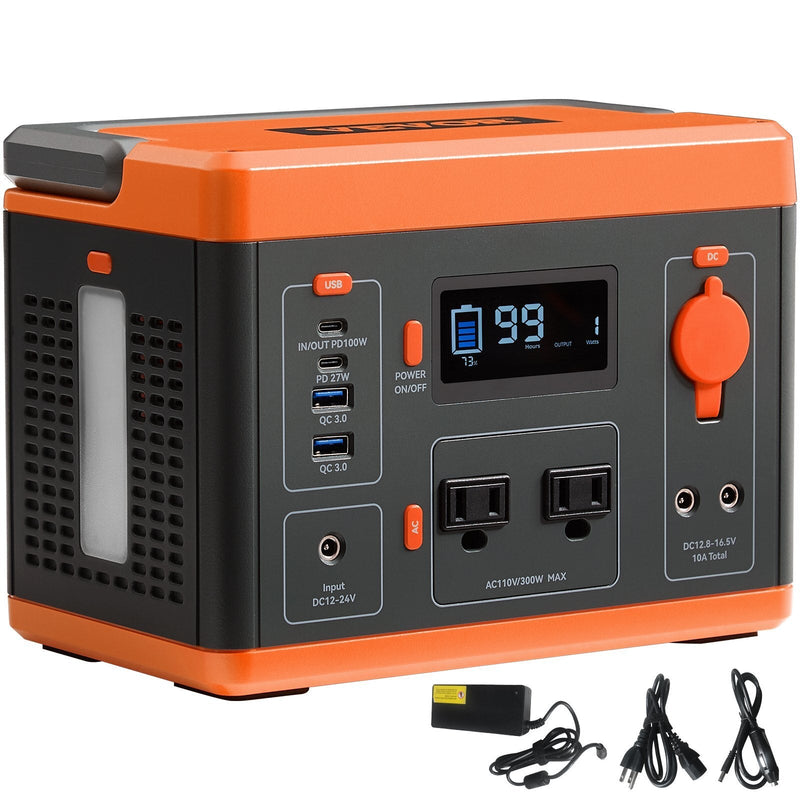 VEVOR Portable Power Station Solar Generator 296Wh 300W Backup Lithium Battery - Asmota