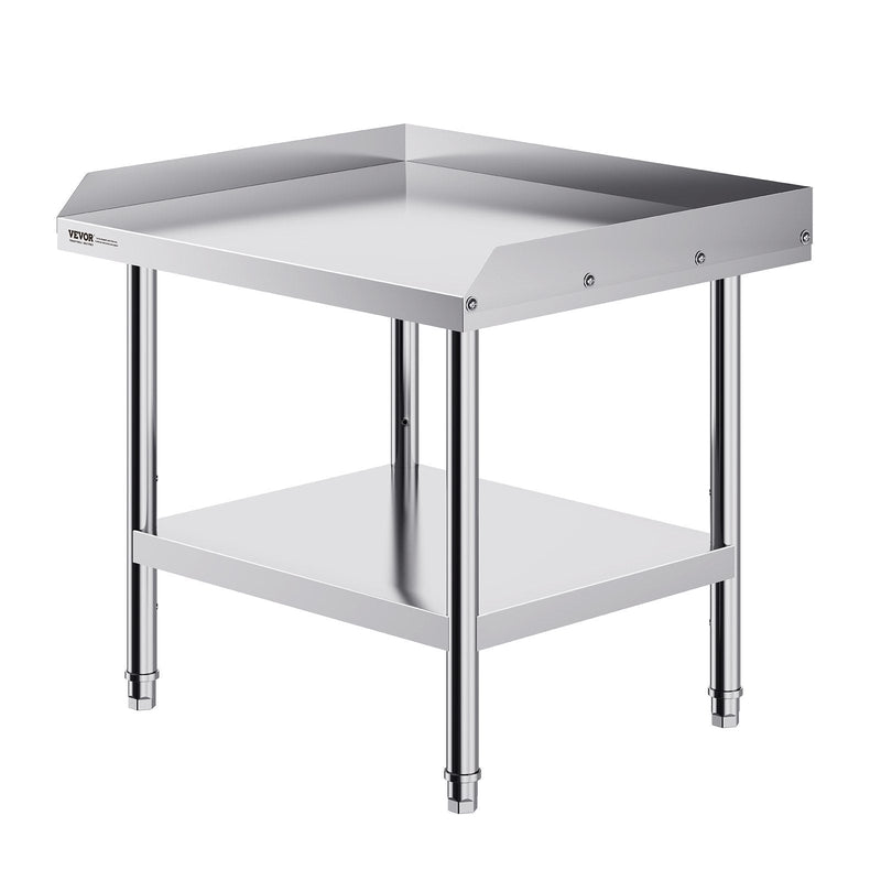 VEVOR Stainless Steel Work Table, 24 x 28 x 26 Inch Commercial Food Prep Worktable, 3 - Sided Backsplash Heavy Duty Prep Worktable, Metal Work Table with Adjustable Height for Restaurant Home Hotel - Asmota