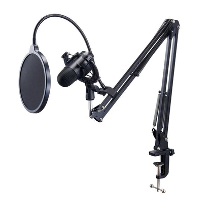 VEVOR USB Microphone, 192kHz/24 - bit, Professional Condenser Microphone Kit, with Boom Arm Stand Pop Filter Shock Mount Mute Button Headphones Jack, for Podcast Recording Video Gaming Singing Streaming