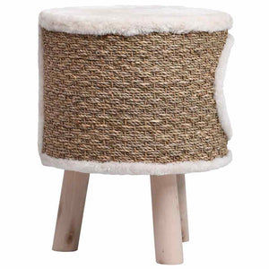 vidaXL Cat House Brown Seagrass, Flakeboard, Plush Durable Cat House