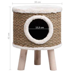 vidaXL Cat House Brown Seagrass, Flakeboard, Plush Durable Cat House