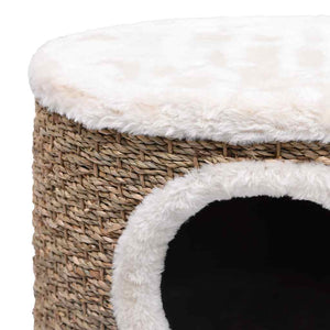 vidaXL Cat House Brown Seagrass, Flakeboard, Plush Durable Cat House