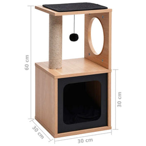vidaXL Cat Tree Brown Wood 23.6 in Detachable Cat Tree Square