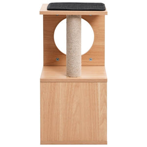 vidaXL Cat Tree Brown Wood 23.6 in Detachable Cat Tree Square