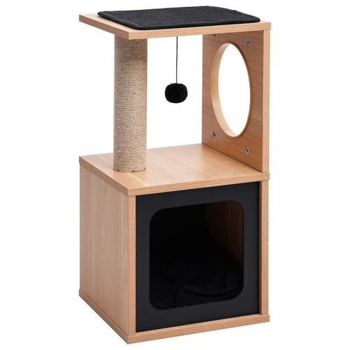 vidaXL Cat Tree Brown Wood 23.6 in Detachable Cat Tree Square