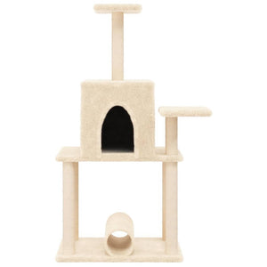 vidaXL Cat Tree Cream Engineered wood, plush, sisal Medium Cat Tree