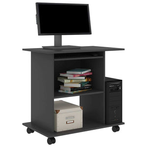 vidaXL Computer Desk Gray Engineered wood Compact Sliding Components