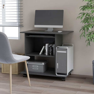 vidaXL Computer Desk Gray Engineered wood Compact Sliding Components