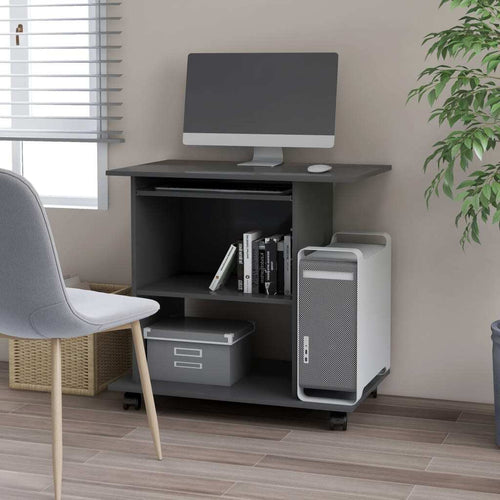 vidaXL Computer Desk Gray Engineered wood Compact Sliding Components
