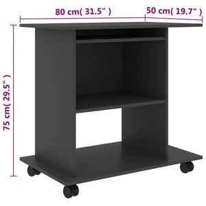 vidaXL Computer Desk Gray Engineered wood Compact Sliding Components
