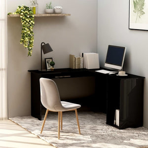 vidaXL Corner Desk High gloss black Engineered wood 47.2x55.1x29.5 in