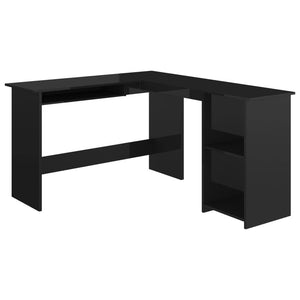 vidaXL Corner Desk High gloss black Engineered wood 47.2x55.1x29.5 in