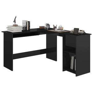vidaXL Corner Desk High gloss black Engineered wood 47.2x55.1x29.5 in